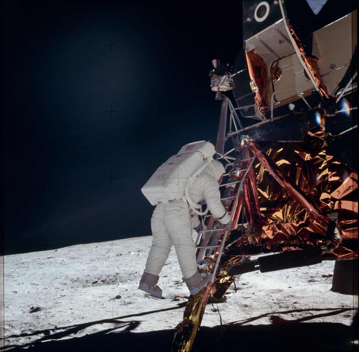 10 - Stepping down onto the moon for the first time