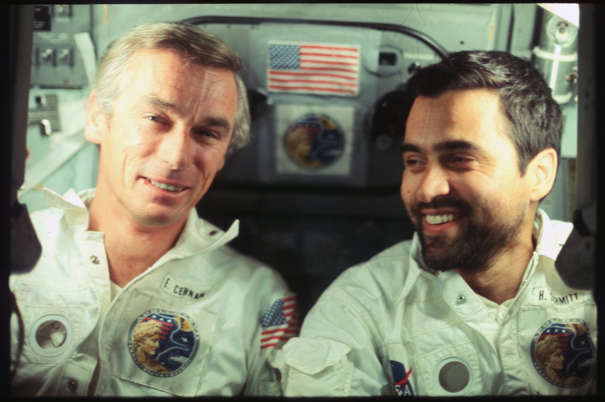 3 - Commander Eugene Cernan, left, with lunar module pilot Harrison Schmitt