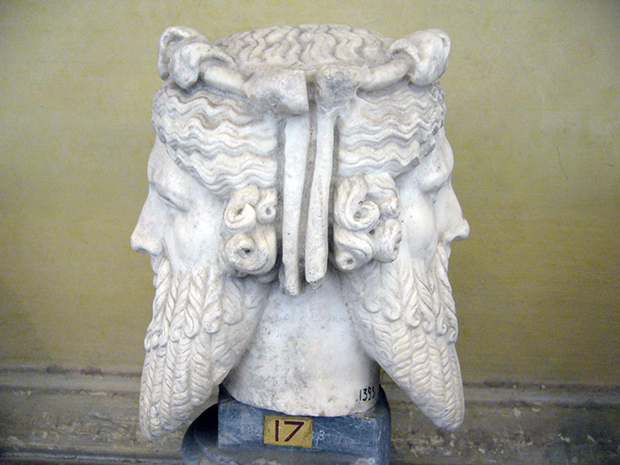 ژانوس در اساطیر رومی، خدای آغاز و پایان، دروازه‌ها، ‌درب‌ها، گذرگاه‌ها و مسیر‌های ورود است. تصویر ژانوس معمولا با دو سر نمایش داده می‌شود که یک سر رو به آینده و یک سر رو به گذشته دارد