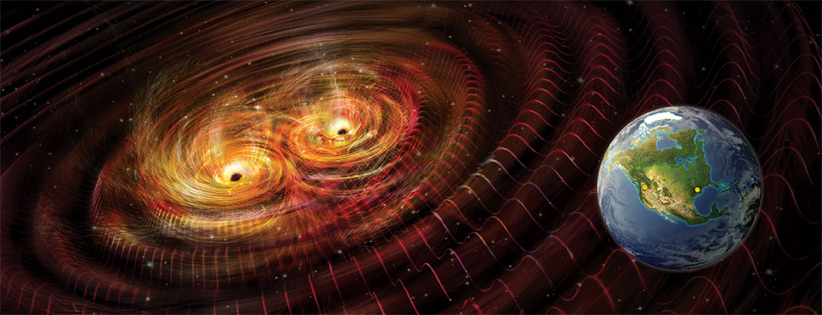 دو سیاه‌چاله‌ای که با هم ادغام شدند امواج گرانشی خیلی عظیمی برجای گذاشتند که باعث کج و معوج شدن فضا-زمان شد.