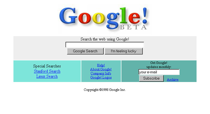 سایت گوگل سال ۱۹۹۸