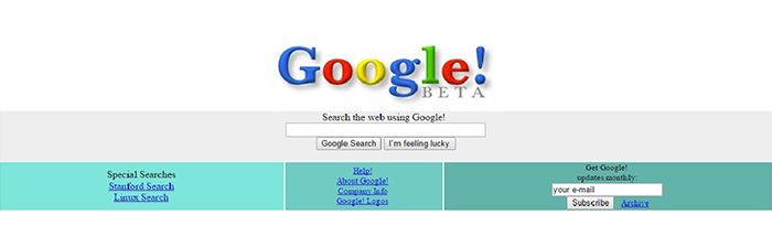وب‌سایت گوگل در سال ۱۹۹۸