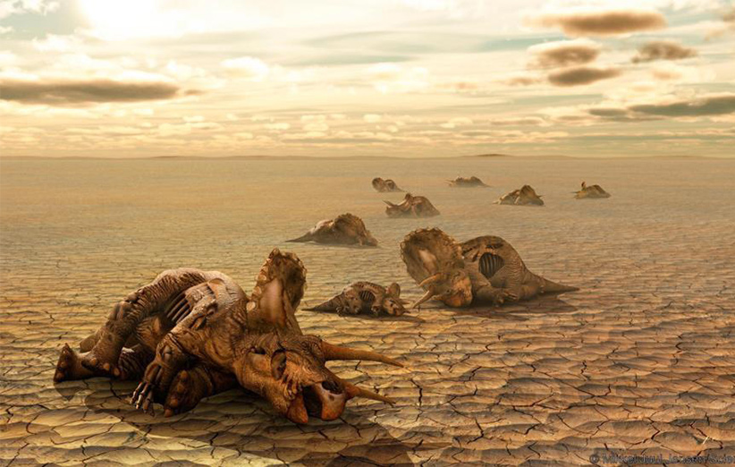 برخورد شهاب‌سنگ بخش بزرگی از زندگی روی زمین، به خصوص دایناسورها را از بین برد.