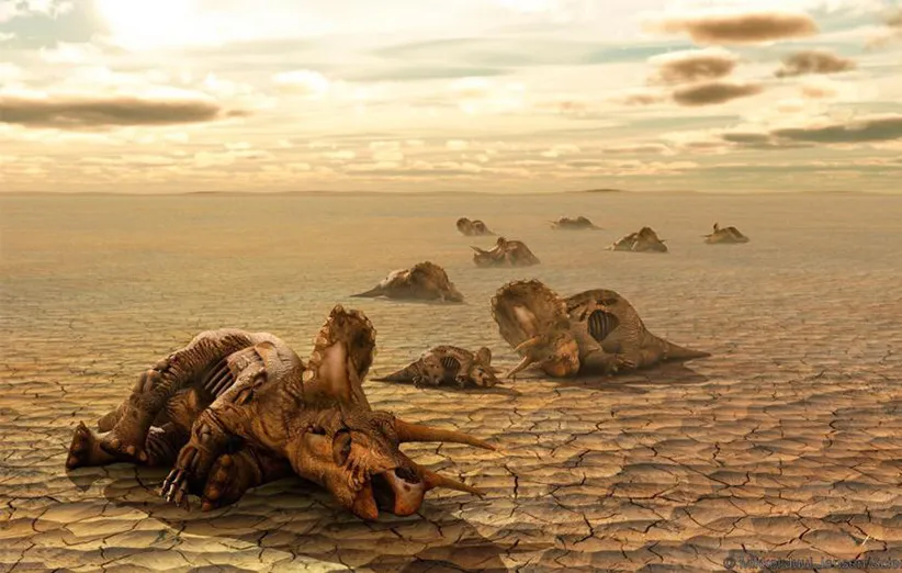 برخورد شهاب‌سنگ بخش بزرگی از زندگی روی زمین، به خصوص دایناسورها را از بین برد.