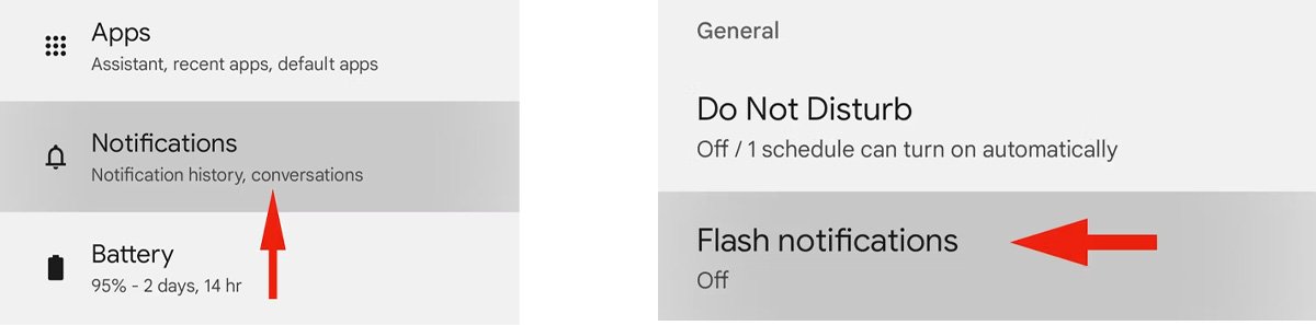 how to enable led flash notifications android