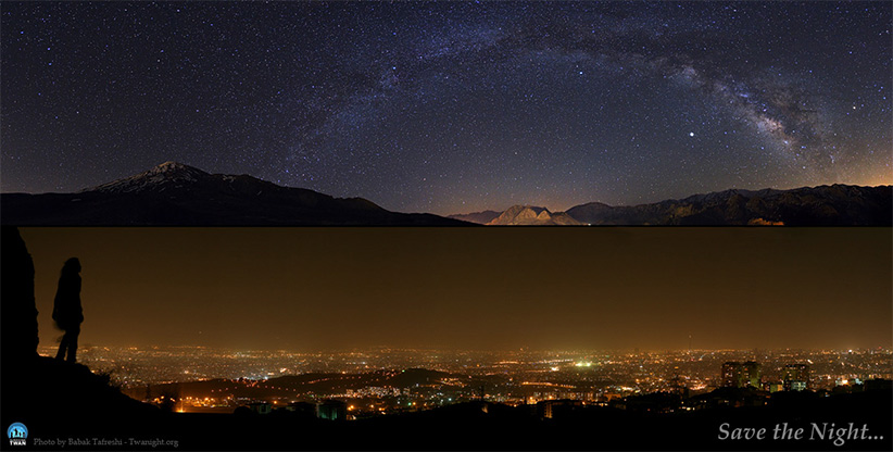 آلودگی نوری شهر باعث شده نتوانیم منظره‌ی ستاره‌ها را ببینیم.