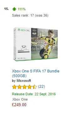 AmazonXboxOneS Increased sales