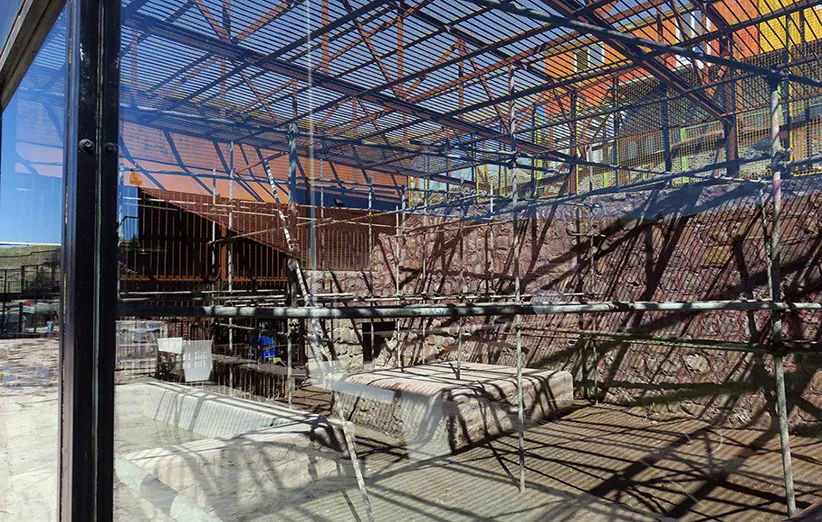 عکس ۵- جایگاه گربه‌سانان باغ‌وحش باراجین که در زمان بازدید ببر در آن حضور داشت. ضوابط و استانداردهای جهانی حضور هر نوع وسیله‌ای را که حیوان وحشی از طریق آن بتواند به خود آسیب بزند را به‌طور جدی منع کرده است. 