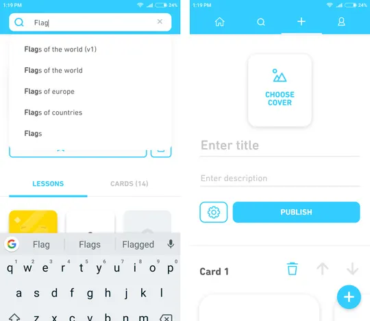 فلش کارت - اپلیکیشن تاینی کاردز