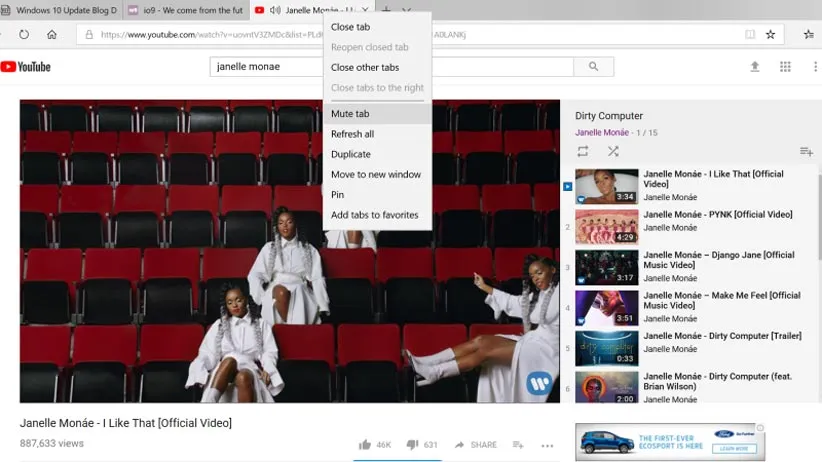 بیصدا کردن تبها