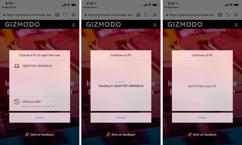 برقراری ارتباط بین مرورگر Edge در گوشی و کامپیوتر