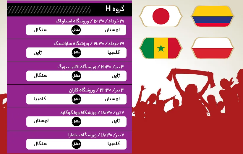 تیم های جام جهانی ۲۰۱۸ برنامه