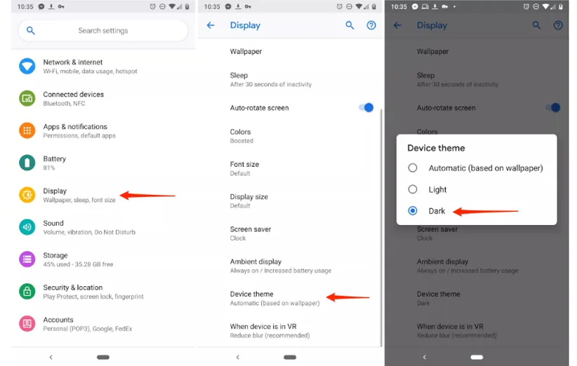 فعال سازی حالت دارک مود