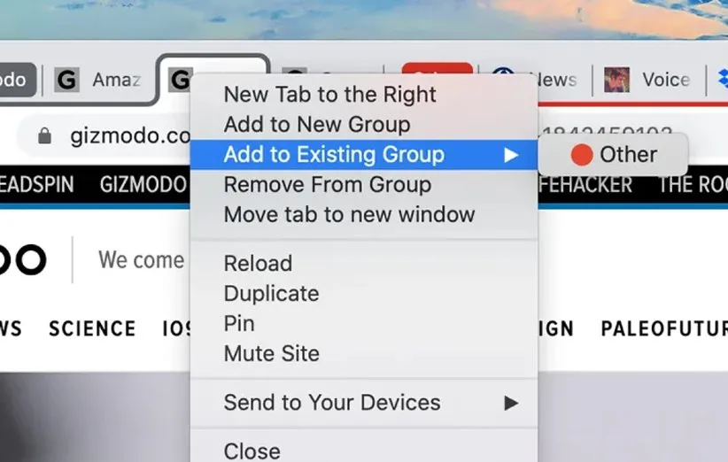 گروه‌ بندی تب‌ها در گوگل کروم
