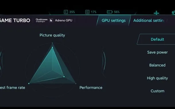 منوی حالت Game Turbo در می 10 پرو پلاس
