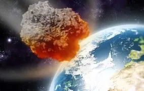 طرحی گرافیکی از ورود یک سیارک به جو