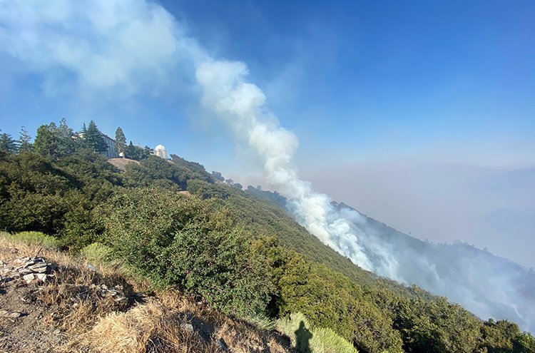 رصدخانه‌ی لیک کالیفرنیا پس از آتش‌سوزی