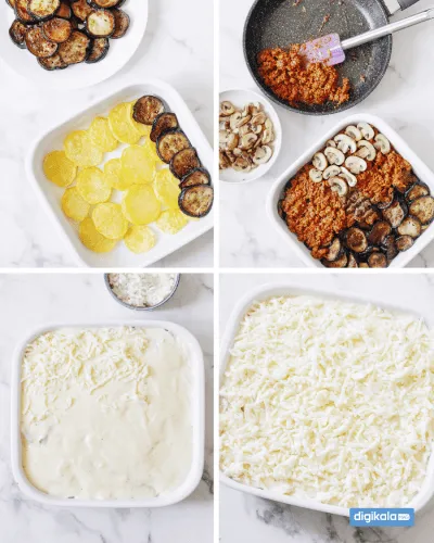 آماده کردن موساکا بادمجان برای پخت