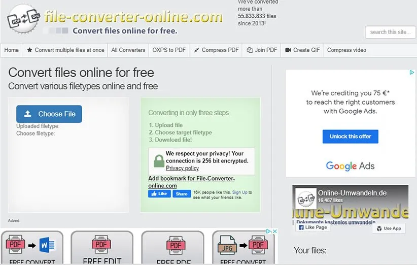 نمایی از سایت فایل کانورتر آنلاین