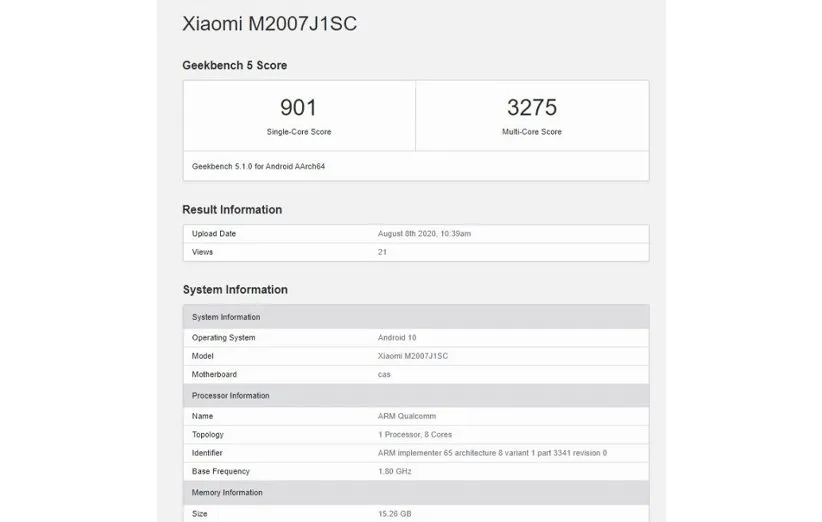 عملکرد شیائومی می 10 اولترا در گیک‌بنچ