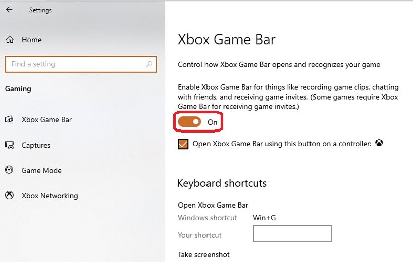 تنظیمات xbox game bar در ویندوز 10