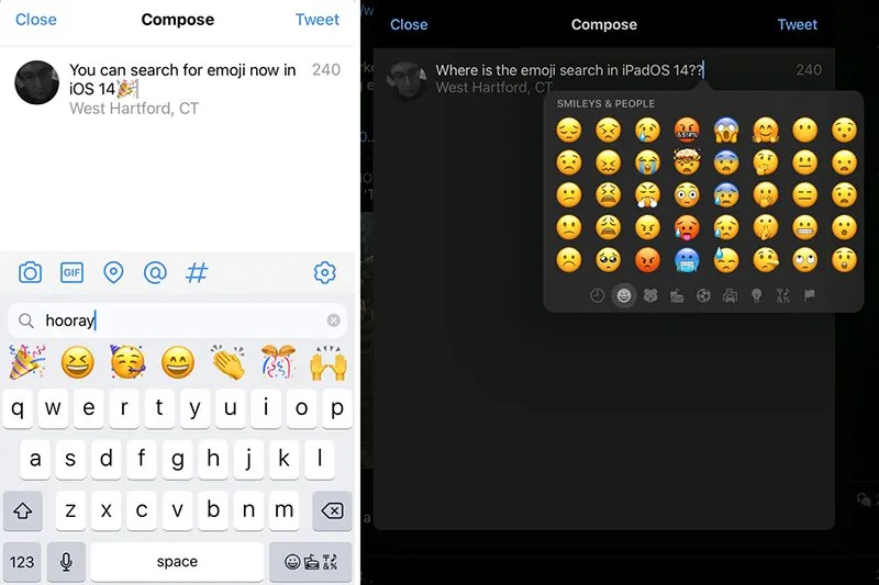 تصویری از چگونگی جستوجوی ایموجی در کیبرد iOS 14