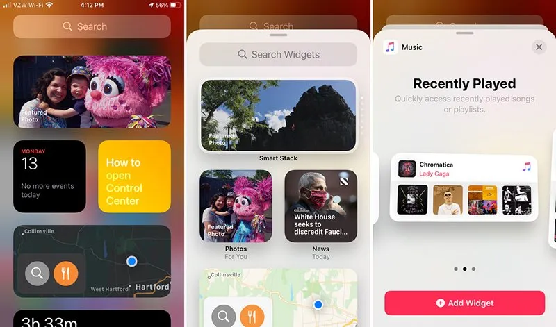 تصویری از محیط انتخاب ویجتها در iOS 14