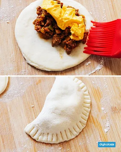 روش پیچیدن پیراشکی گوشت