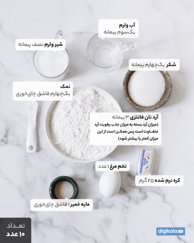 مواد لازم برای خمیر پیراشکی