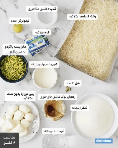 مواد لازم برای کنافه کادایف