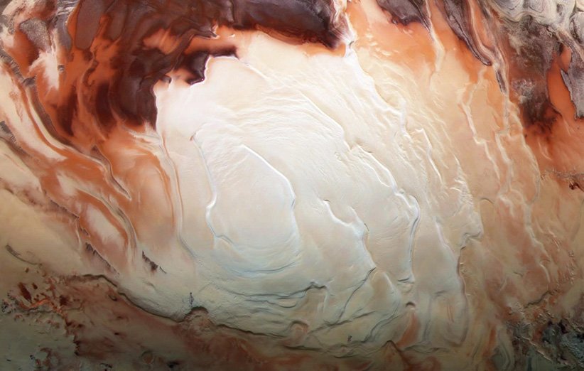نمایی از قطب جنوب مریخ