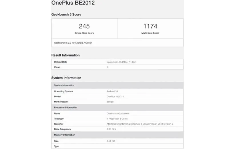 گیکبنچ گوشی وان پلاس کلاور