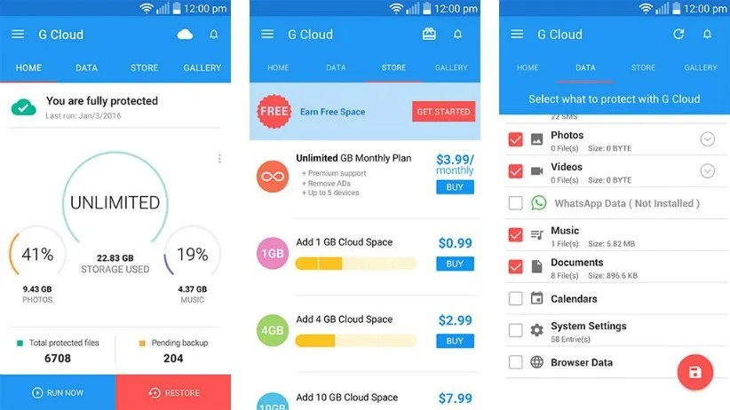 اپلیکیشن G Cloud Backup