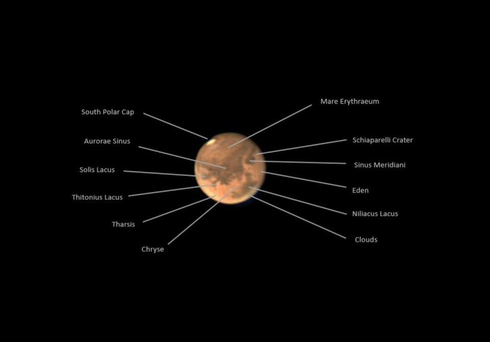 نمایی از مریخ با یک تلسکوپ ساده