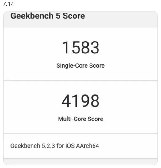 بنچمارک Geekbench 5 پردازنده A14 Bionic