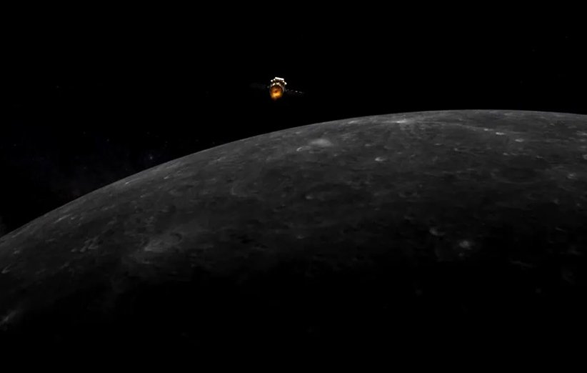 طرح گرافیکی از فضاپیمای چانگ‌ای 5 در مدار ماه
