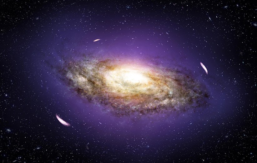 اثر لنز گرانشی در اطراف کهکشان ناشی از ماده‌ی تاریک