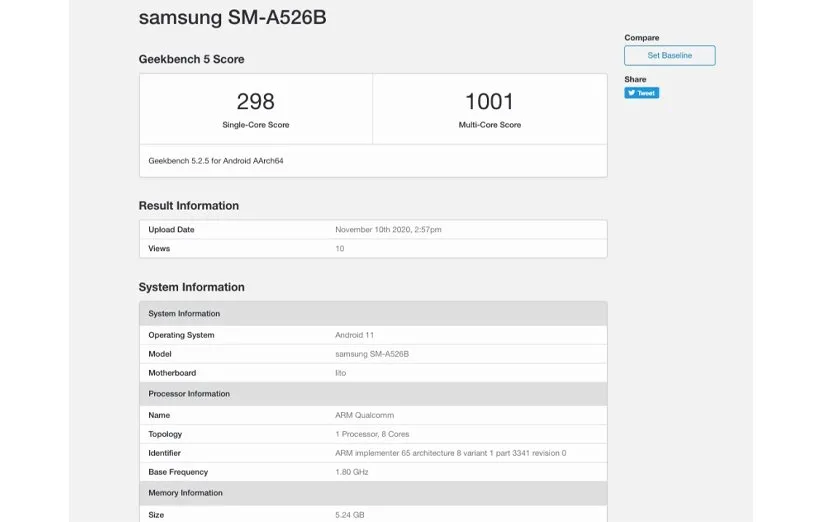 بنچمارک گلکسی A52 5G