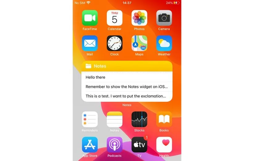 ویجت یادداشت در آیفون 12