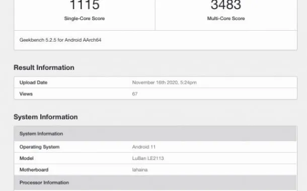 گیک‌بنچ گوشی وان‌پلاس 9