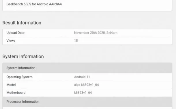 گیکبنچ پردازندهی 6 نانومتری مدیاتک MT6893