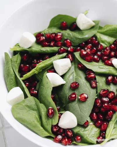 سالاد انار و اسفناج و لبو