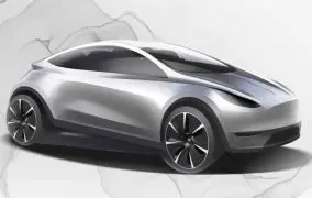 طرح گرافیکی احتمالی از خودروی کامپکت و ارزان‌قیمت تسلا