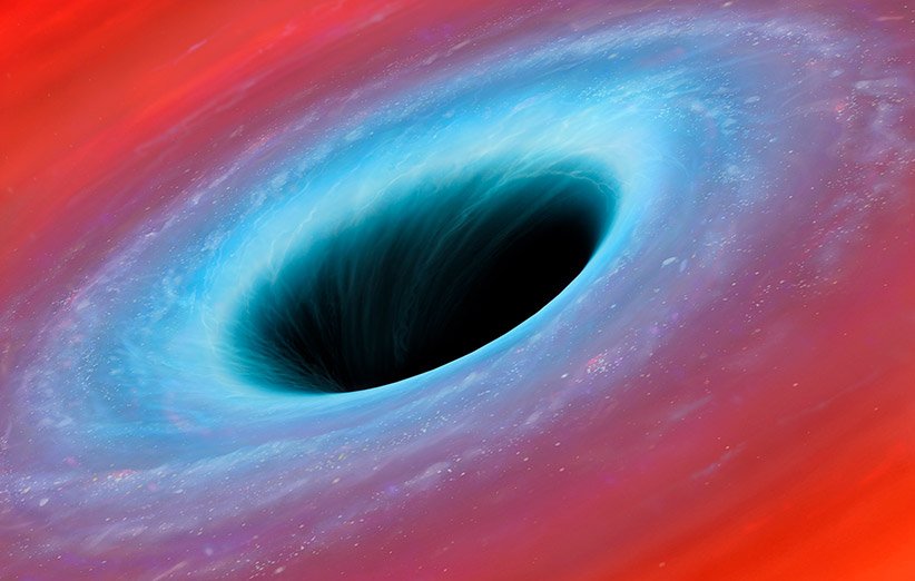 طرحی گرافیکی از یک سیاهچاله‌ی کلان‌جرم