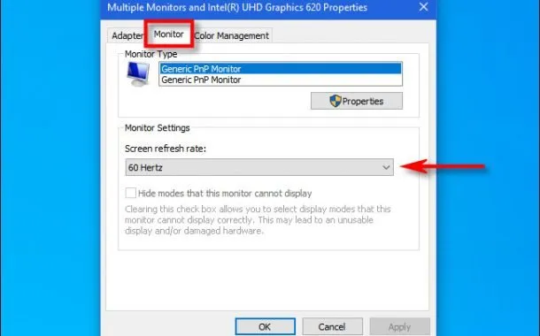 تغییر رفرشریت نمایشگر ویندوز 10