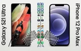 تست سرعت گلکسی S21 اولترا و آیفون 12 پرو مکس