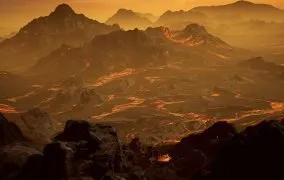 طرحی گرافیکی از جو و سطح سیاره‌ی فراخورشیدی گلیز 486بی