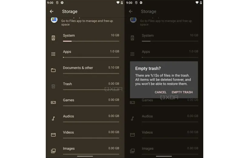سطل زباله اندروید 12