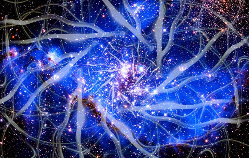 طرحی گرافیکی از ساختارهای رشته‌ای ماده‌ی تاریک