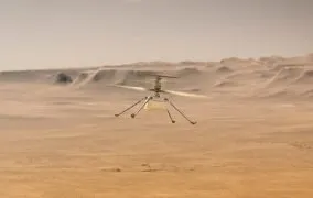 طرحی گرافیکی از پرواز بالگرد نبوغ در مریخ